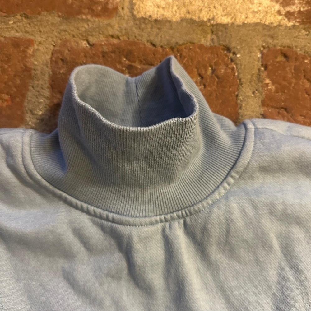 Anthropologie Pilcro S Blue Funnel-Neck Bubble-Hem Cropped Mock Neck Sweatshirt - Picture 2 of 14